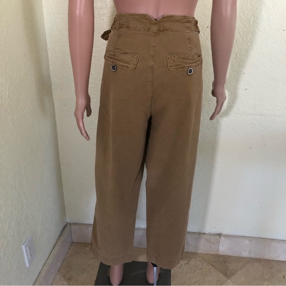Anthropologie Khaki/Tan Wide-Leg Crop Cargo Pants High-Waisted Women’s Size 29 - Picture 2 of 16